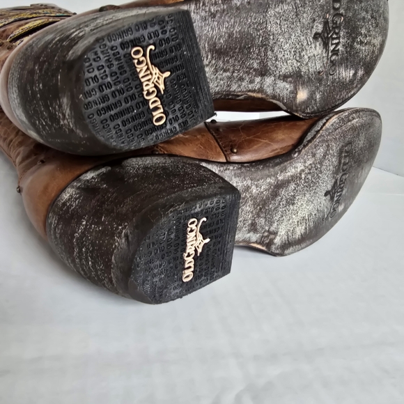 Old Gringo Brown Leather Heeled Boots Elina 7.5 Tall Boho - Picture 11 of 16